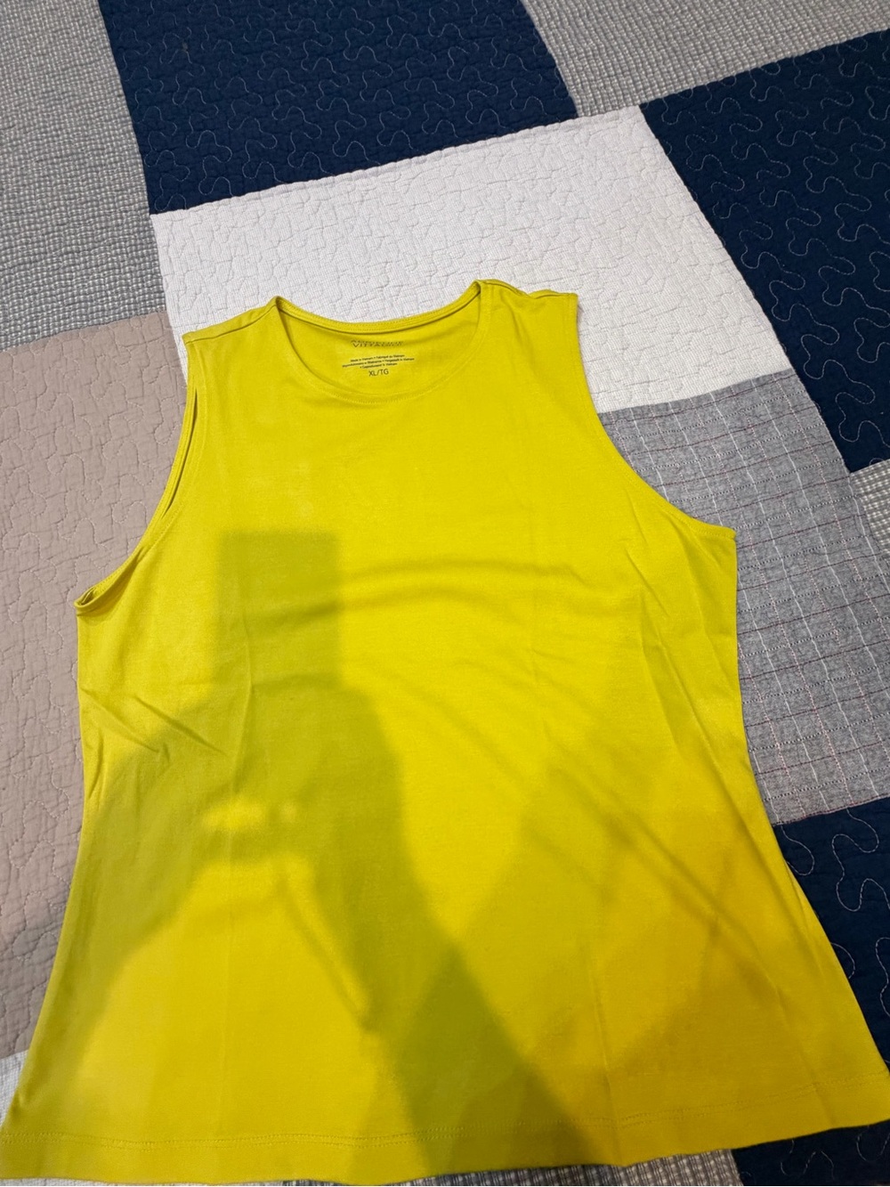 Adrienne Vittadini Bright Yellow Crewneck Tank Top